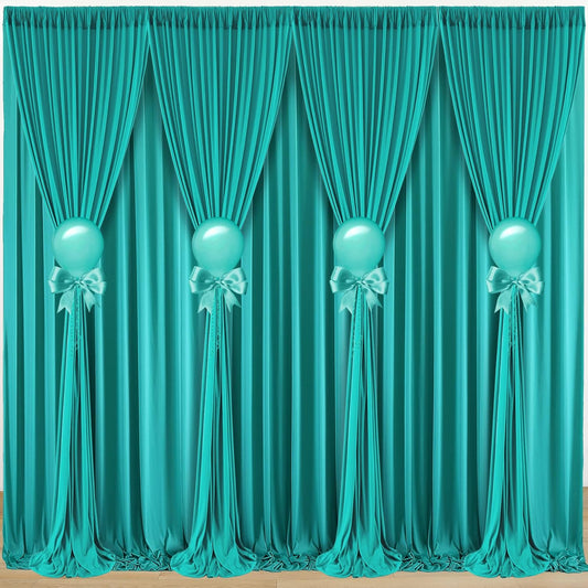 10 ft x 40 ft WWrinkle Free Turquoise Backdrop Curtain for Parties, Thick Polyester Teal Photo Backdrop Drapes,8 Panels 5ft x 10ft for Baby Shower Wedding Engagement Birthday Mermaid Party