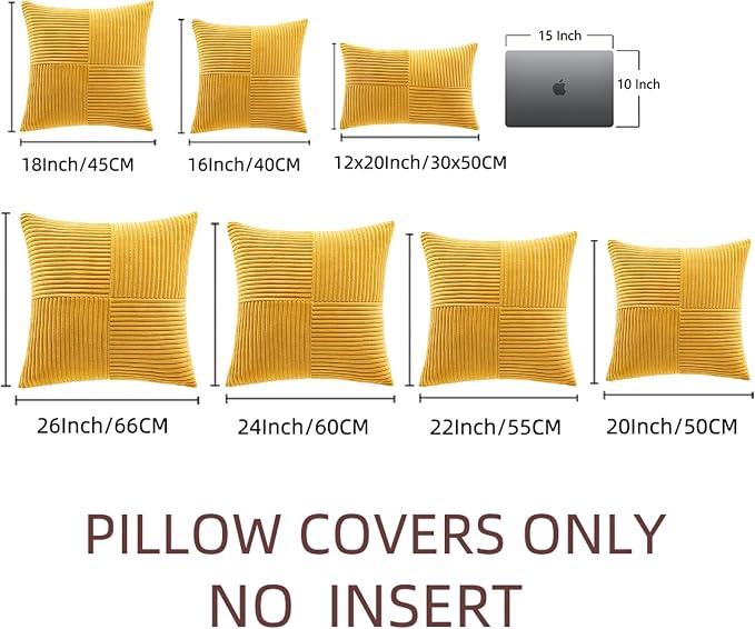 Fancy Homi 2 Packs Gold Yellow Big Decorative Throw Pillow Covers 24x24 Inch - Image 6
