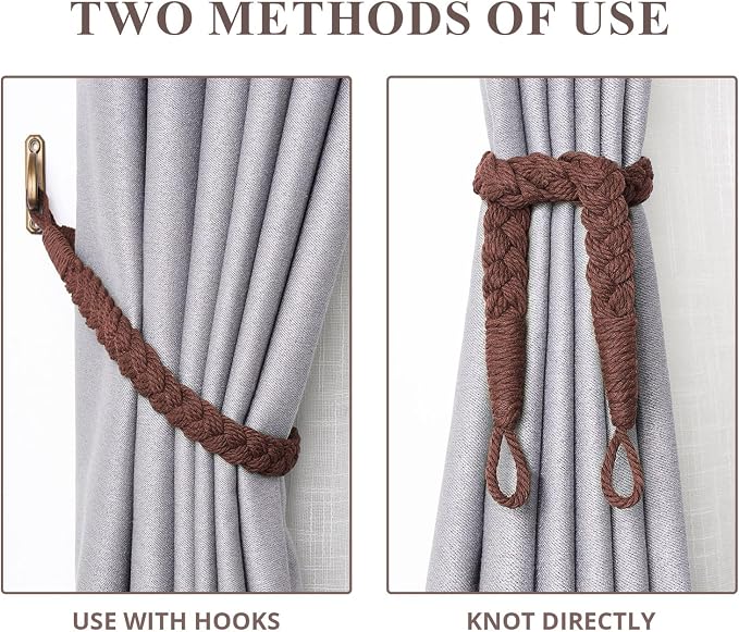 NICEEC 4 Pack Natural Cotton Rope Curtain Tiebacks Elegant Boho Style - Image 5