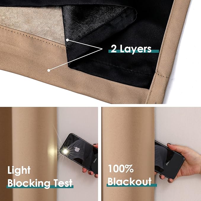 ChrisDowa 100% Blackout Curtains 120 inch Long - Image 4