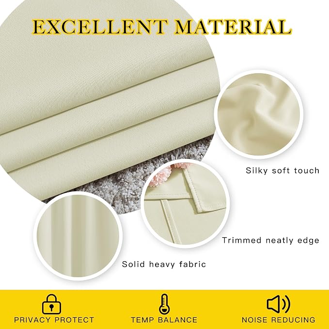 NICETOWN Room Darkening Beige Curtains 84 inches Long, Grommet Room Darkening - Image 4