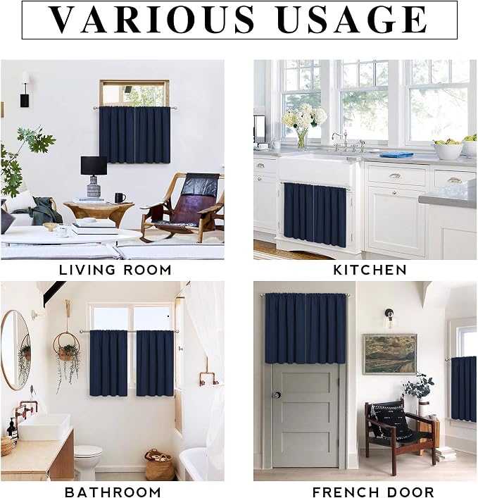 RYB HOME Blackout Cafe Curtains 30 inch Length, Short Light UV Heat Blocking - Image 7