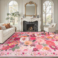 Pink Area Rugs 9x12 Living Room Washable Rug Non Slip Floral Low Pile Large Rug by WelcometoBabovid