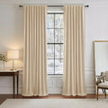 PONY DANCE Beige Blackout Curtains 96 inch Long, Room Darkening Curtains by PONYDANCE