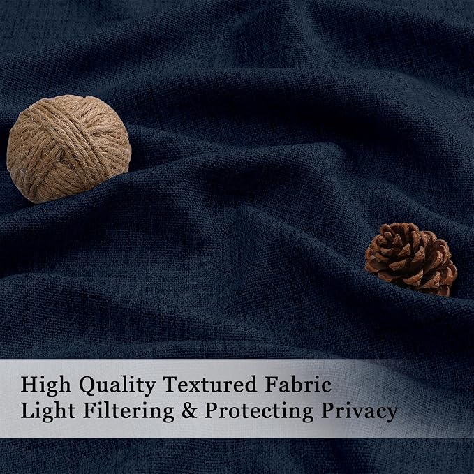OWENIE Navy Blue Valances for Windows 1 Pcs, Light Filtering Textured Farmhouse - Image 3