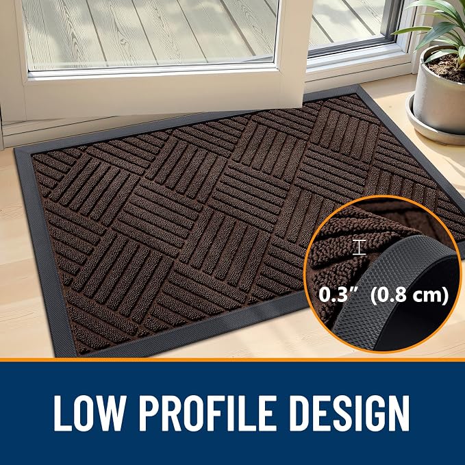 OLANLY Front Door Mat Outside Entrance 33x21, Heavy Duty Sturdy Natural Rubber - Image 4