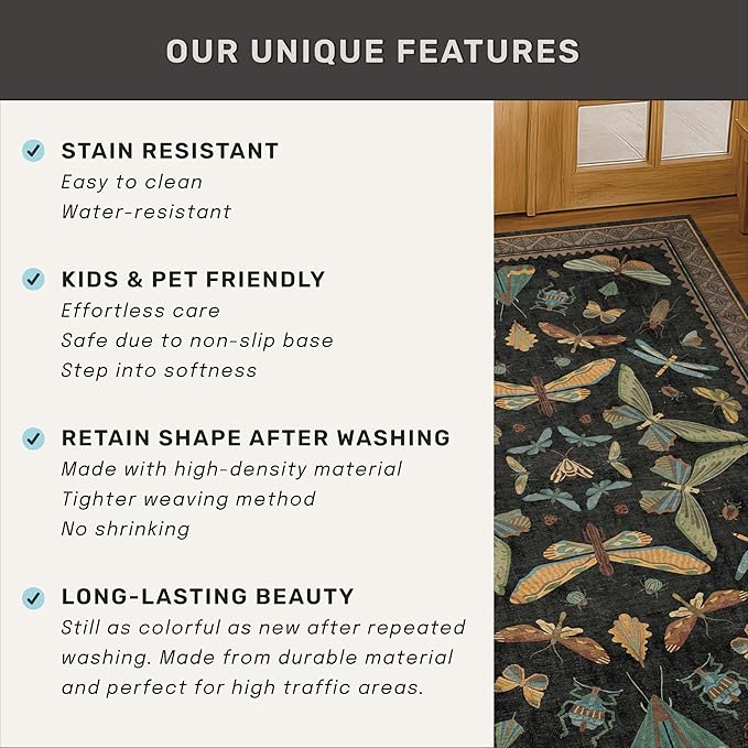 Hazo Haus Living Room Rug Black Boho 6x9 - Image 7