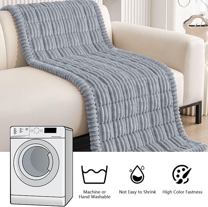 Smiry Couch Cover for Dogs Washable, Non Slip Fuzzy Pet Couch Covers for 3 Cushion Sofa Pet Friendly, Thick Soft Sofa Slipcovers Cushion Protector (Grey, 27.6" x 59")