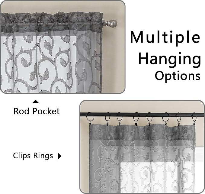 OWENIE Furman Extra Long Sheer Charcoal Gray Curtains 96 inches Long - Image 4