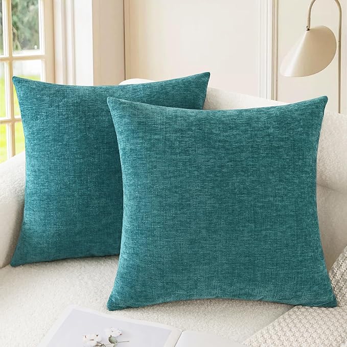 CaliTime Throw Pillow Covers Decorative 26 X 26 Inches Pack of 2 Cozy Chenille by CaliTime