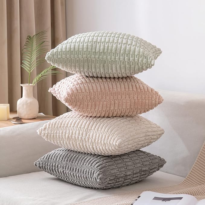 MIULEE Pack of 2 Corduroy Decorative Throw Pillow Covers 12x12 Inch Soft Boho - Image 5