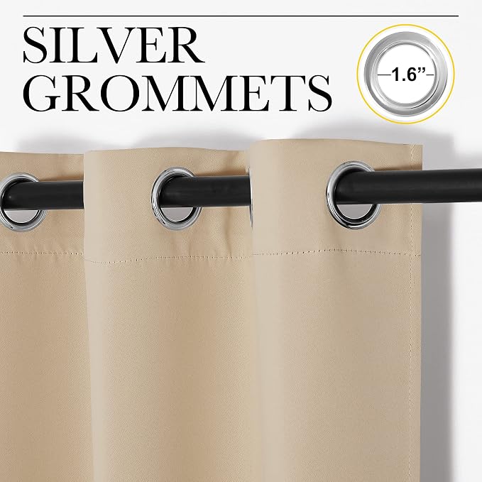 NICETOWN Bedroom Room Darkening Curtains, Biscotti Beige, 1 Pair, 55 inches by - Image 3