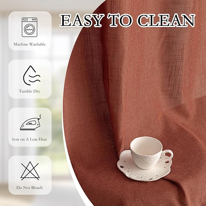 MYSKY HOME Curtains for Living Room 84 Inches Long Light Filtering Semi Sheer - Image 8
