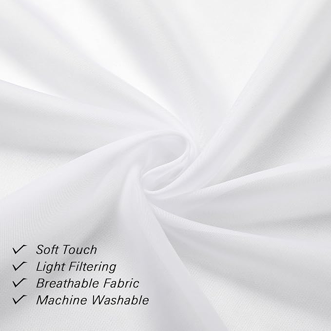 Lecloud Sheer White Curtains 14 Inch Length 2 Pieces, Light Filtering Voile - Image 4