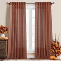 RYB HOME Terracotta Curtains Linen Blend Drapes, Semi Sheer Light Filtering by RYBHOME