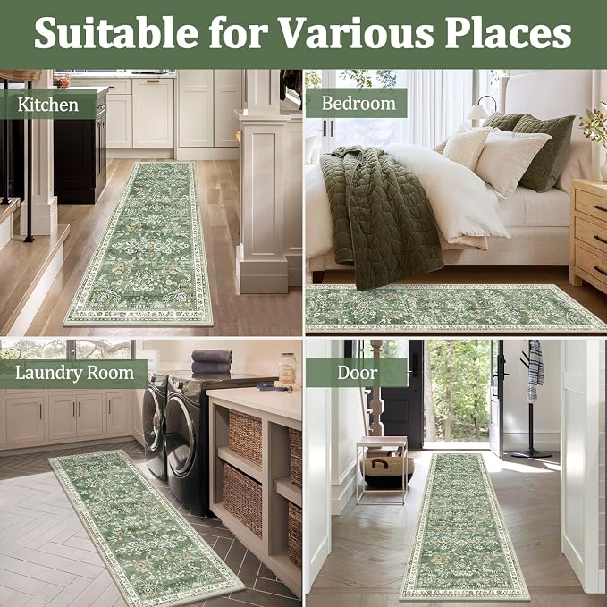 Yamaziot Washable Runner Rug 3x10 – Large Floral Non Slip Boho Hallway Runner - Image 5