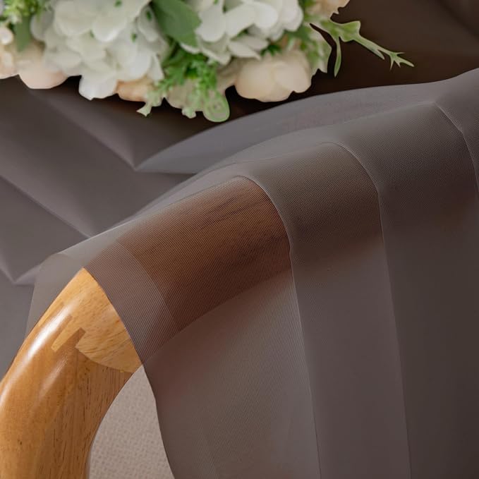Chyhomenyc Chocolate Brown Sheer Curtains 84 Inches Long, Light Filtering Sheer - Image 3