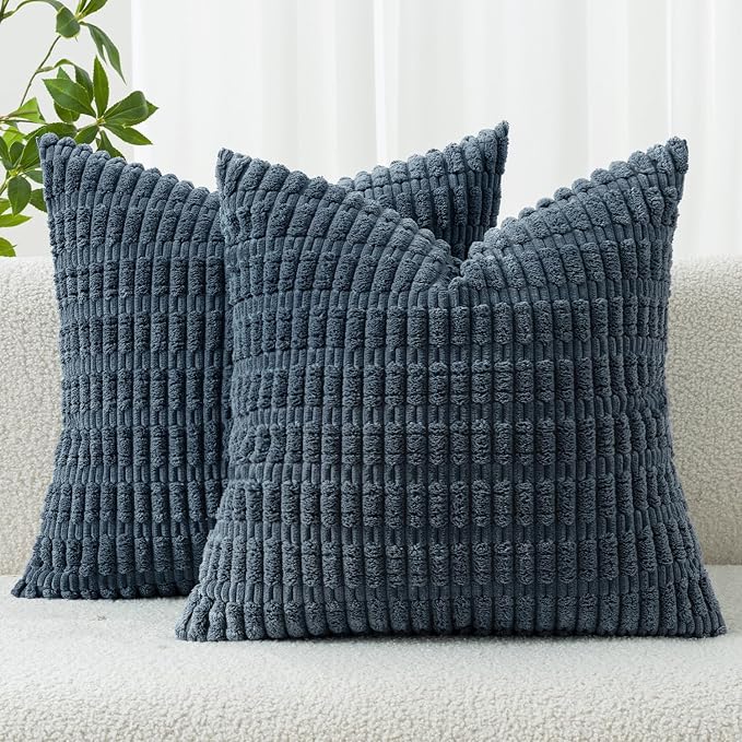 MIULEE Pack of 2 Corduroy Decorative Throw Pillow Covers 18x18 Inch Soft Boho by MIULEE