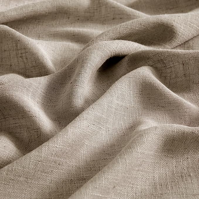 MIULEE Taupe Grey Linen Curtains 84 Inch Length 2 Panels - Image 4