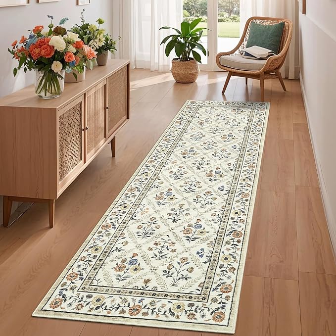 Washable Kitchen Runner 2x6 Non-Slip Floral Carpet Runner - Image 2