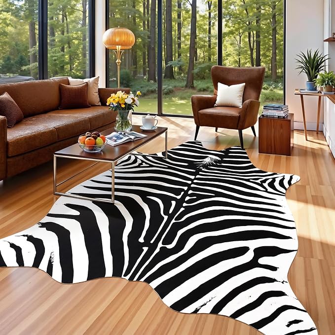 AROGAN Premium Faux Zebra Hide Rug 5.2 x 6.2 Feet, Sturdy and Large Size Bear - Image 3
