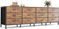 Huuger 70 Inch Dresser for Bedroom, TV Stand for 65, 75, 80 Inch TV, 12 Fabric Drawer Long Dresser, Large Entertainment Center for Bedroom, Wide Chest of Drawer with Storage, Rustic Brown