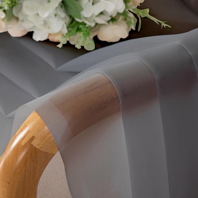 Lecloud Sheer Curtain Panels Set 96" Inches Long, Solid Voile Light Filtering - Image 4