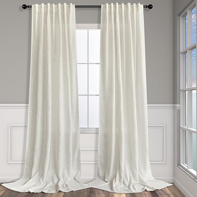 Pitalk 90 Inch Curtains 2 Pc Cream Ivory Curtain Panels 42 In Wide Back Tab by Pitalk