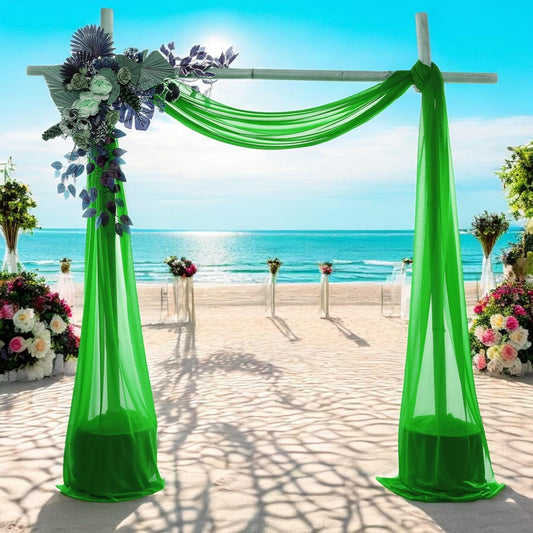 MDS Halloween Chiffon Draping Fabric - 1 Panel, 30" Wide x 40ft Long - Sheer Spooky Arbor & Canopy Drapery for Haunted House Backdrops, Party Ceilings, DIY Costumes & Themed Events - Green