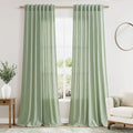 Extra Long Mist Sage Linen Curtains 120 Inch by Nanspring