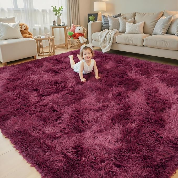 Area Rugs 9x12 Living Room, Shaggy Carpet Soft Plush Furry Bedside Rug Large - Image 5