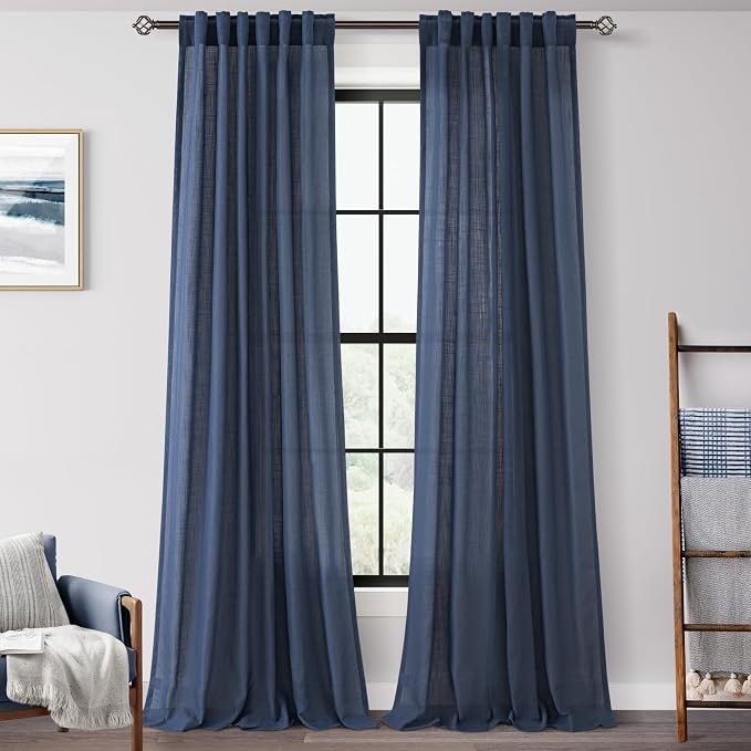 Navy Blue Curtains 102 inch Length by Jolilight