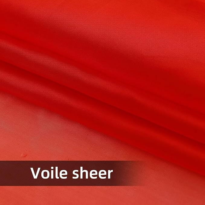 youleyar Solid Sheer Rod Pocket Curtain Voile Draperies 2 Panels White Beige - Image 5