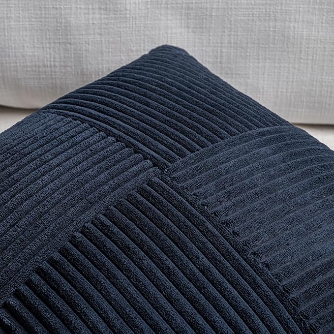 Fancy Homi 2 Packs Navy Blue Lumbar Decorative Throw Pillow Covers 12x20 Inch - Image 3