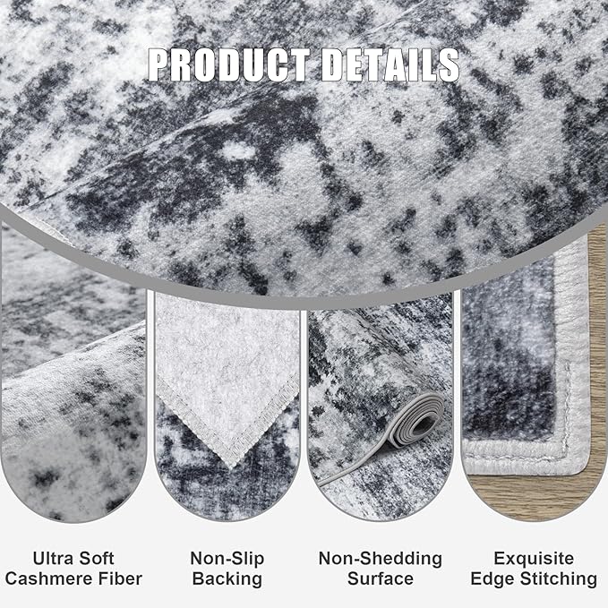 10x14 Area Rug Living Room Rug: Washable Modern Abstract Soft Thin Rug Indoor - Image 6
