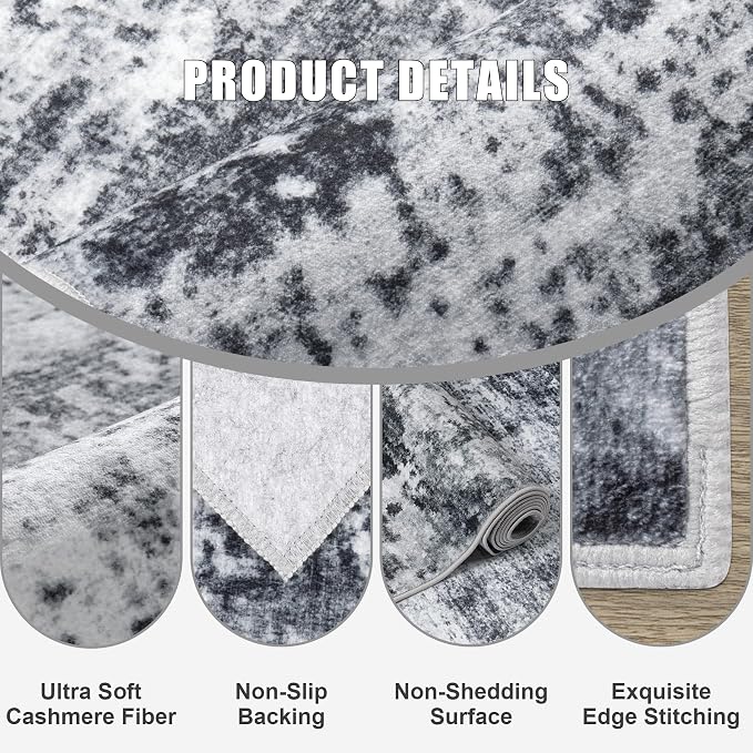 10x12 Area Rug Living Room Rug: Washable Modern Abstract Soft Thin Rug Indoor - Image 6