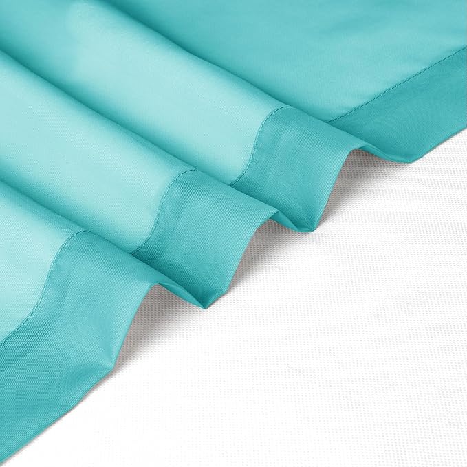 Chyhomenyc Turquoise Sheer Curtains 30 inch Length 2 Panels, Light Filtering - Image 5
