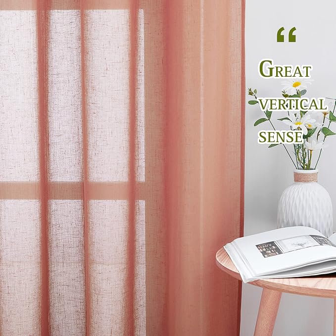 NICETOWN Open Linen Weave Linen Burlap Window Curtains, 72 inches Medium Long - Image 3