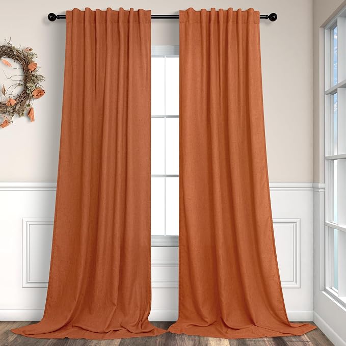 Burnt Orange Curtains 90 Inches Long by Pitalk