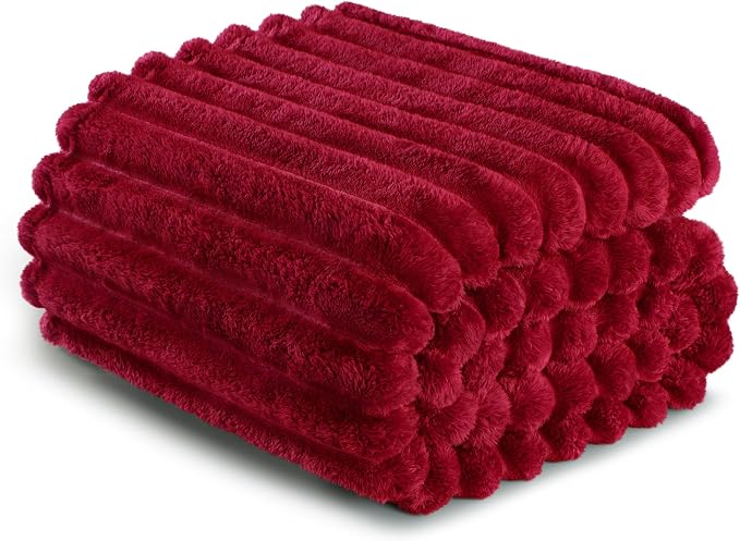 Exclusivo Mezcla Queen Size Flannel Fleece Blanket, Super Soft Striped Jacquard - Image 6