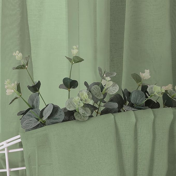 Tollpiz Short Sheer Curtain Linen Textured Living Room Curtains Sheer Light - Image 6