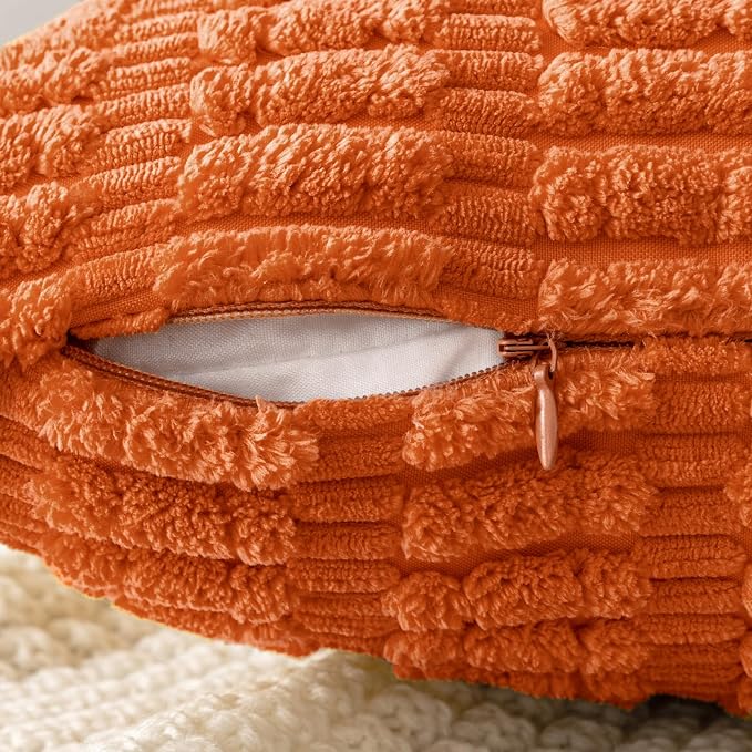 MIULEE Pack of 2 Orange Corduroy Decorative Pillow Covers 20x20 Inch Soft Boho - Image 3