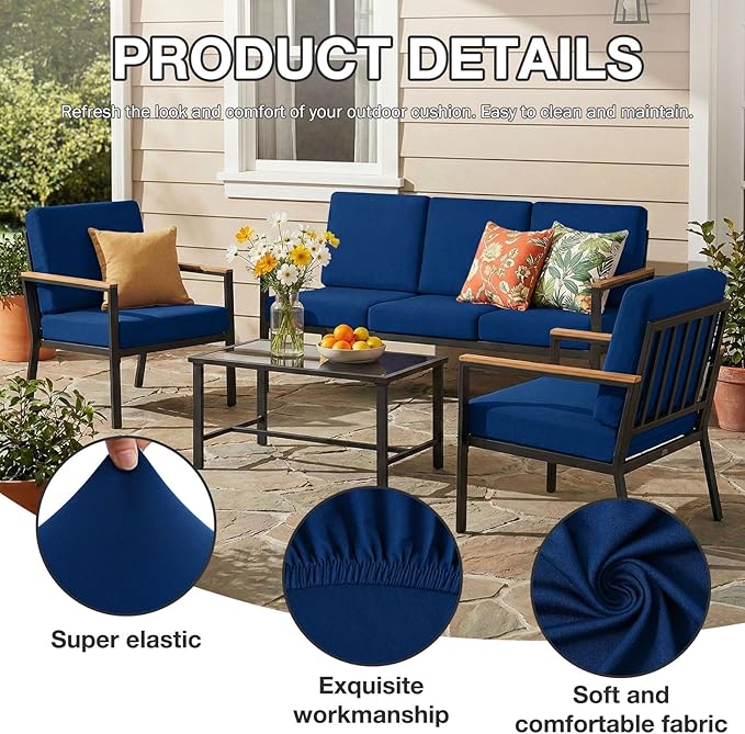hyha 14Pcs Patio Cushion Covers, Stretch Outdoor Couch Cushion Covers - Image 3