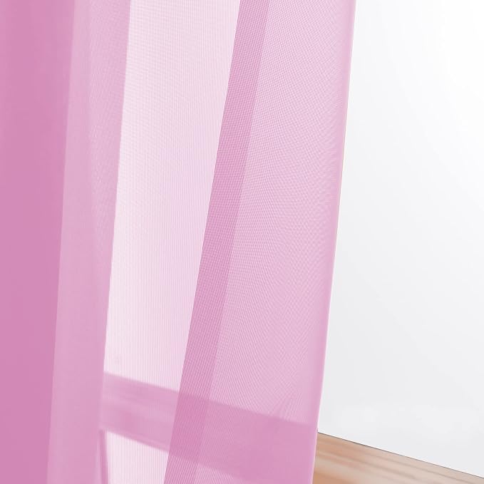 OWENIE Pink Sheer Curtains 90 Inch Length, Elegant Soft Sheer Curtains - Image 3