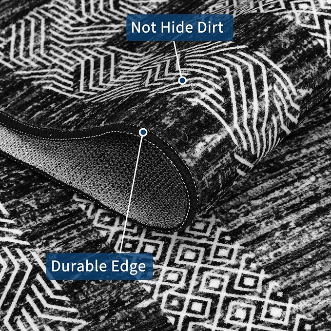 GarveeHome Large Washable Rug 9x12 Modern Geometric Non Slip, Distressed - Image 5
