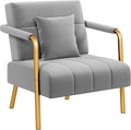 Yaheetech 30" W Modern Sofa Small Sofa Luxurious Velvet Fabric Couch with Gold-Tone Metal Arms and Legs for Living Room, Home Office, Studio Light Gray