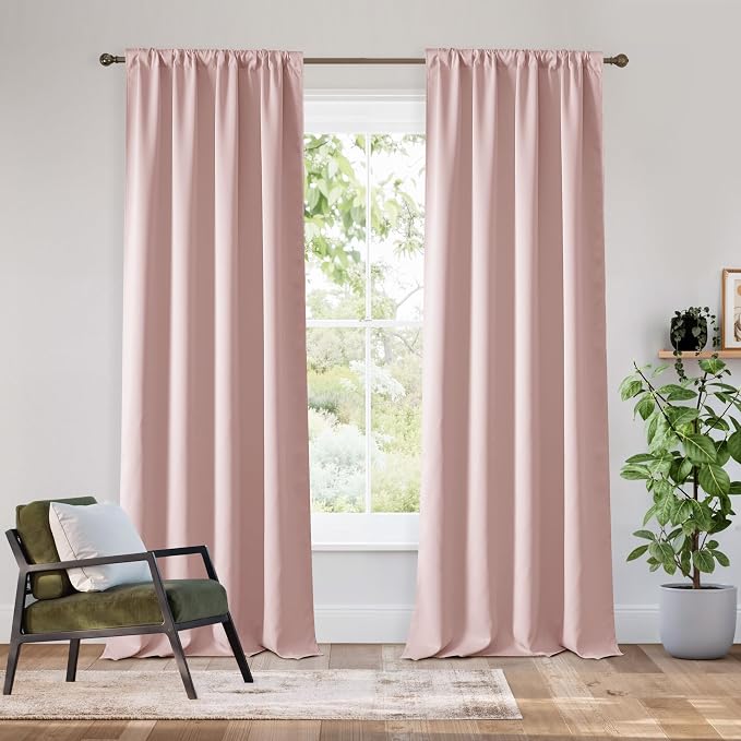 RYB HOME Bedroom Blackout Curtains 80 inches Long, 100% Blackout Thermal by RYBHOME