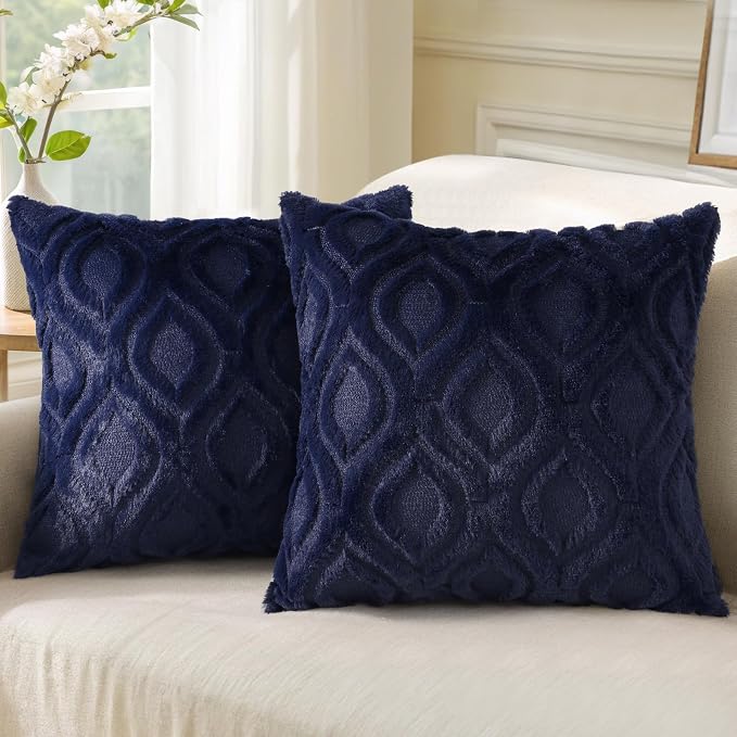 decorUhome Summer Throw Pillow Covers 24x24 Inch Set of 2, Soft Plush Faux Wool by decorUhome