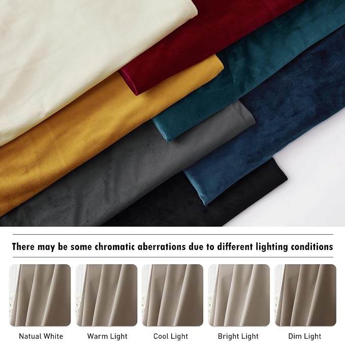 RYB HOME Camel Beige Velvet Curtains 72 inches Length - Image 5