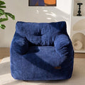 MAXYOYO Bean Bag Chair, Tufted Bean Bag Couch Lazy Chair, Living Room Sofa Couch with Filler for Adult Teens Kids, Corded Fabric Accent Sofa for Bedroom Dorm, Navy